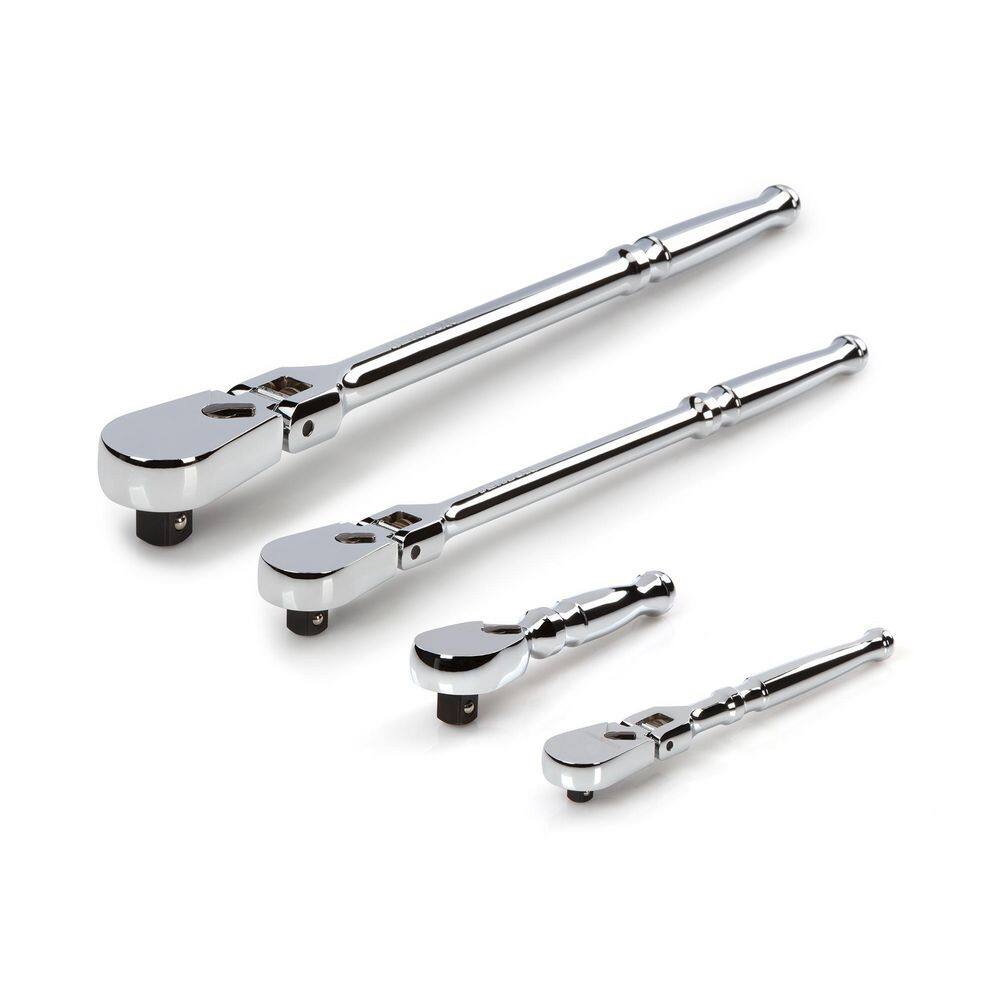 TEKTON SRH99001 1/4.3/8.1/2 in. Drive Flex Head Ratchet Set (4-Piece)