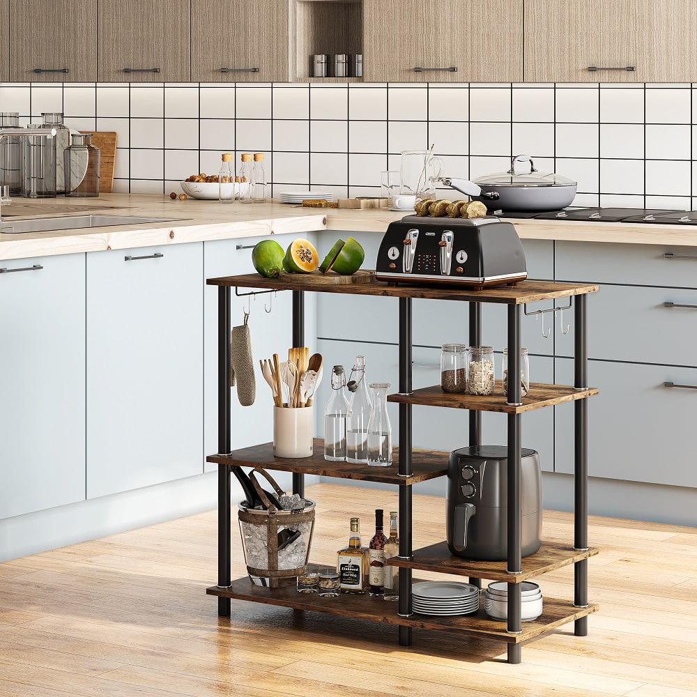 Bestier Baker-s Rack Microwave Oven Stand for Kitchen Rustic