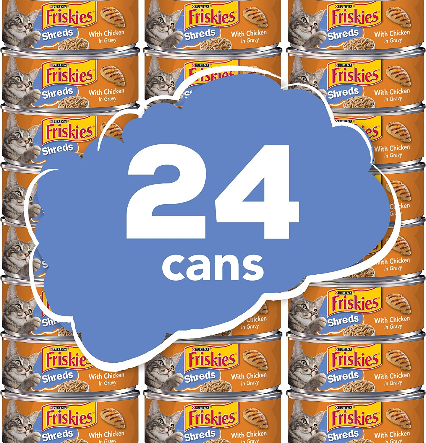Purina Friskies Gravy Wet Cat Food Shreds With Chicken - (24) 5.5 oz. Cans