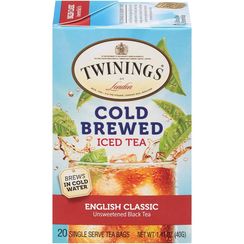 Twinings of London English Classic Cold Brewed Iced Tea Bags. 20 Count. 6 Pack