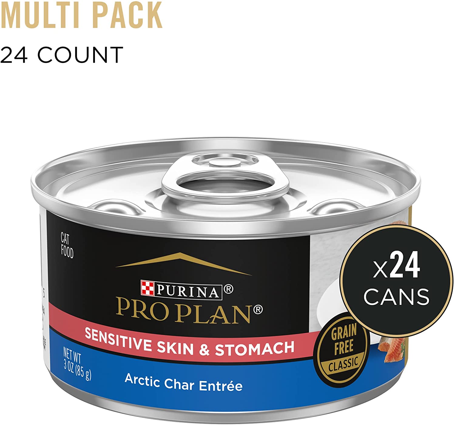 Purina Pro Plan Sensitive Skin and Stomach Cat Food Wet Pate. Sensitive Skin and Stomach Arctic Char Entree - (24) 3 oz. Pull-Top Cans