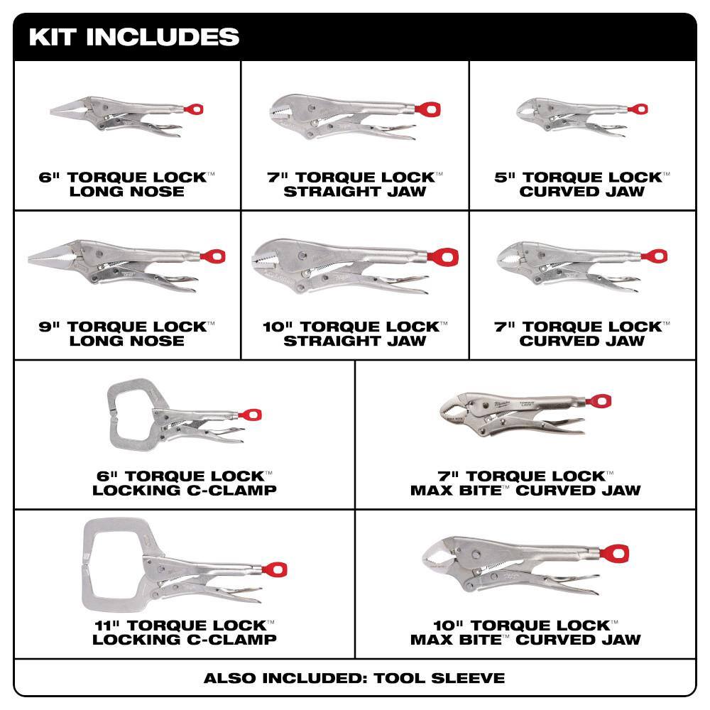Milwaukee 1002718906 Torque Lock Locking Pliers Kit (10-Piece)