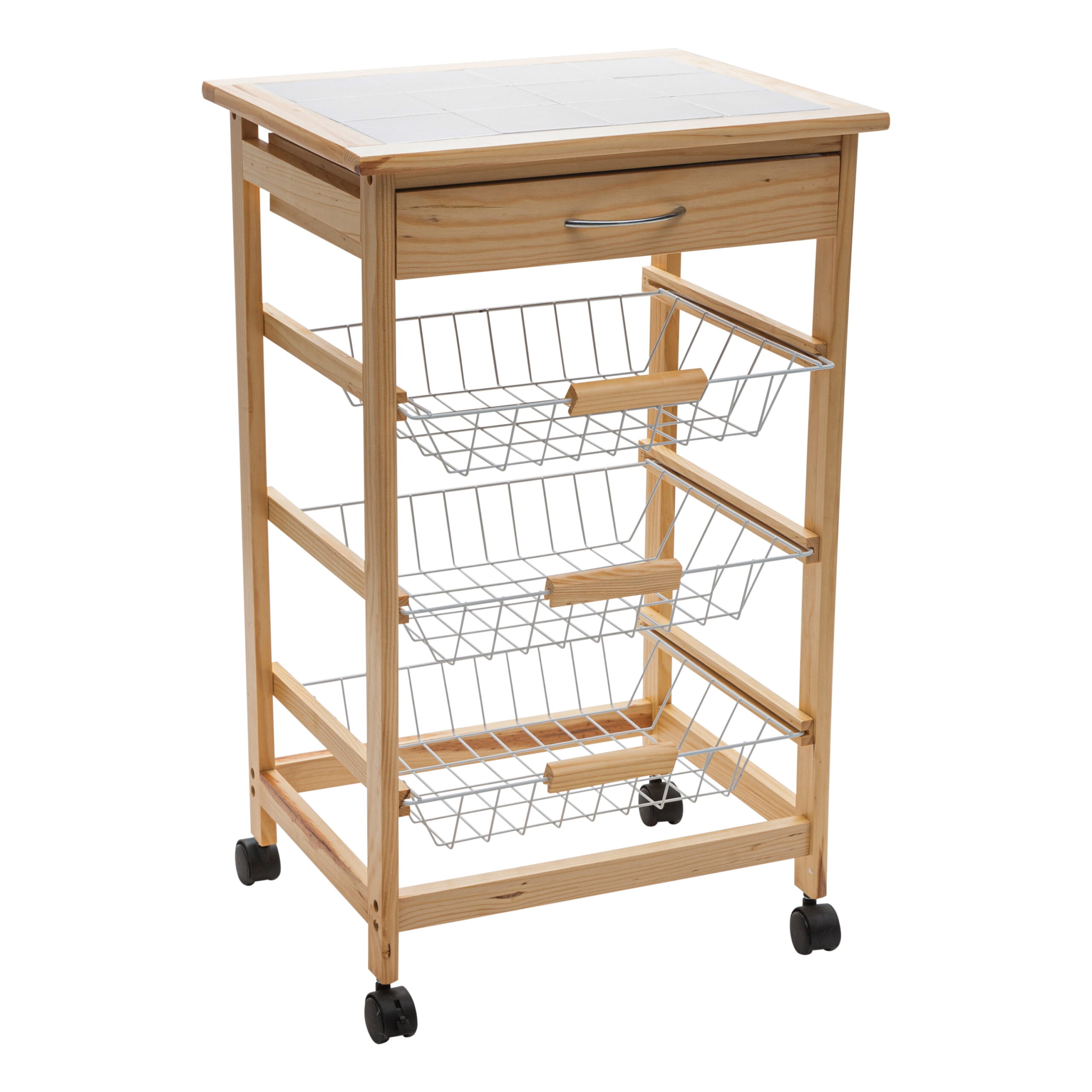 Organize It All 3 Tier Basket and Drawer Kitchen Cart