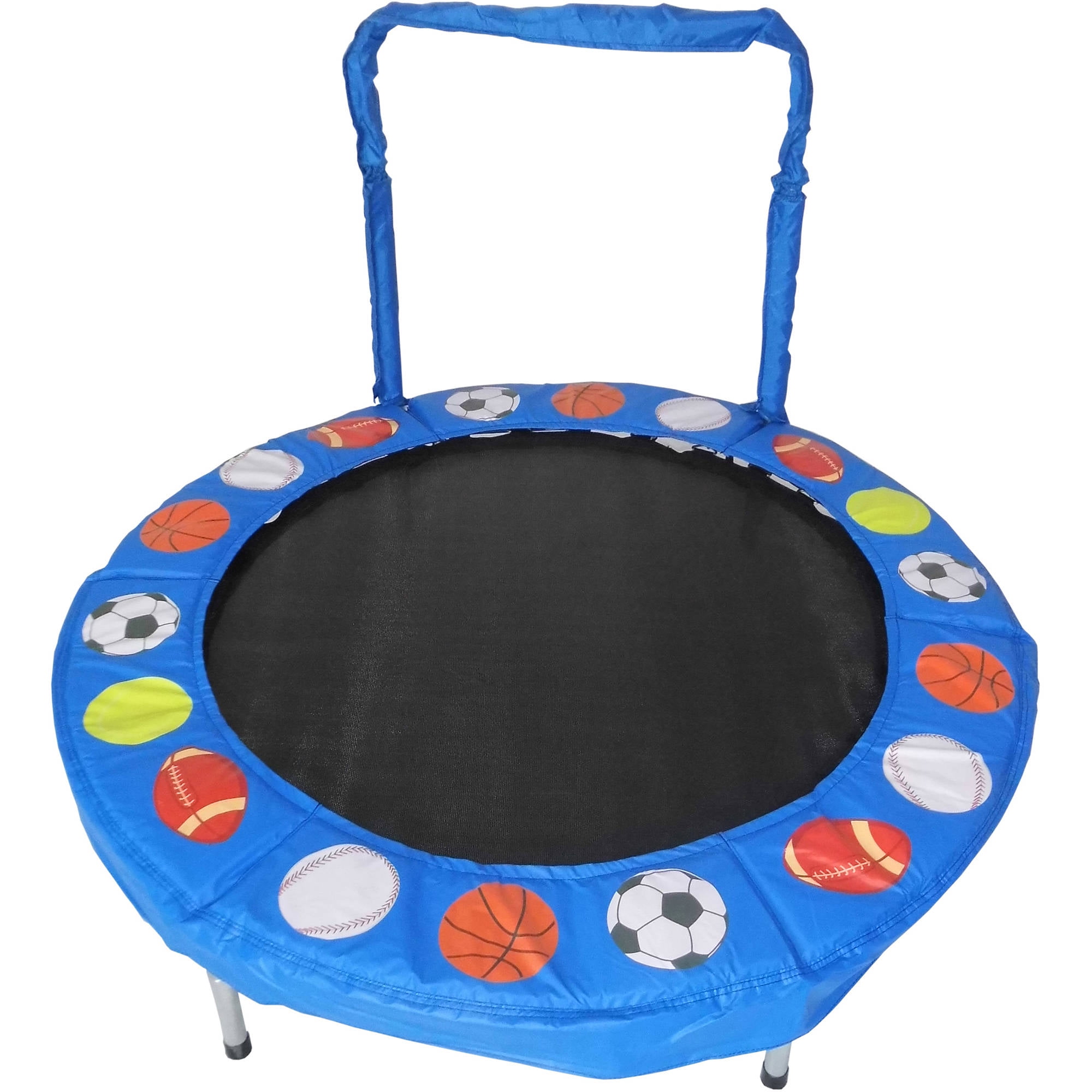 JumpKing Trampoline 4-Foot Bouncer for Kids. Blue Sport Balls