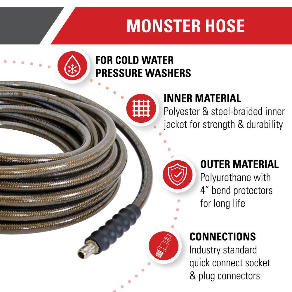 SIMPSON 41030 Monster Hose 3/8 In. x 100 ft. Replacement/Extension Hose with QC Connections for 4500 PSI Cold Water Pressure Washers