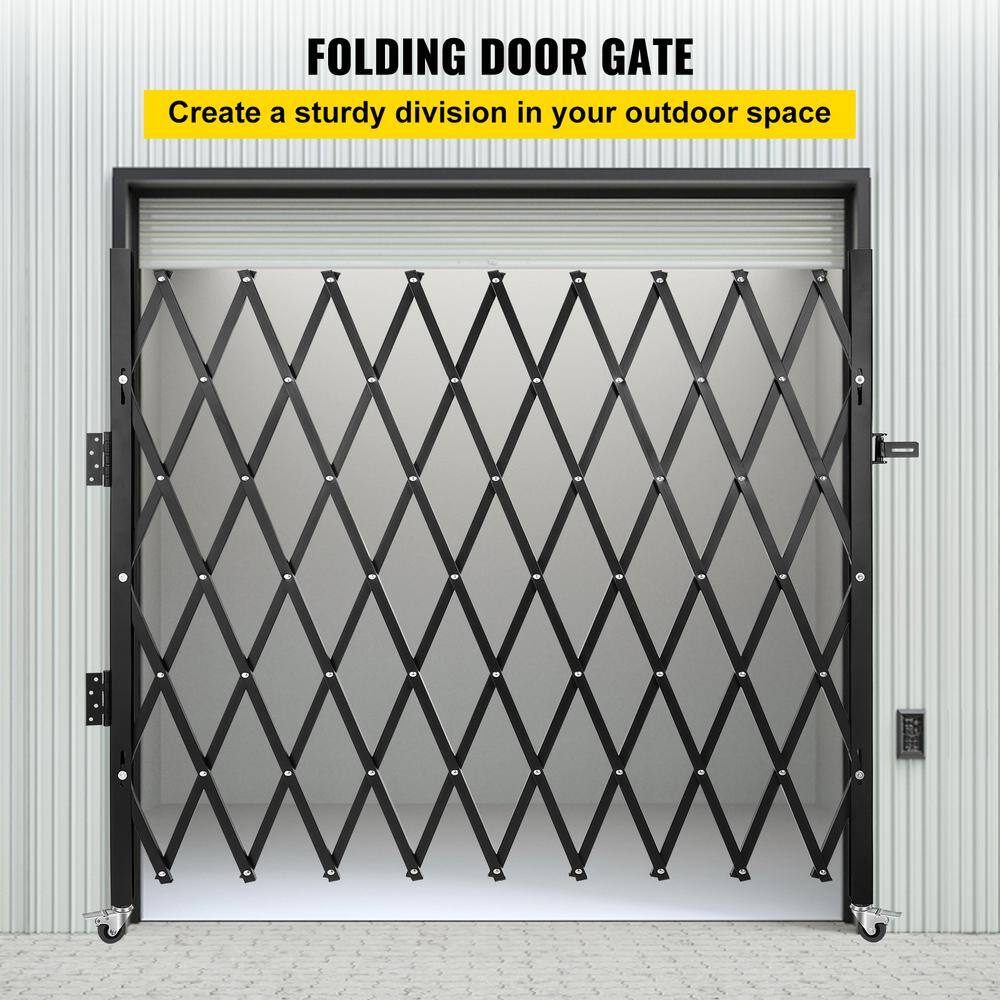 VEVOR SSFDMDM2X2M000001V0 Single Fold Security Gate 7 ft. H x 6-1/2 ft. W Steel Accordion Security Gate with Padlock 360° Rolling Gate