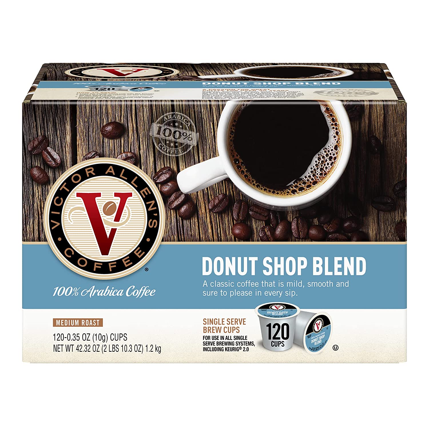 Victor Allen-s Coffee Donut Shop Blend. Medium Roast. 120 Count. Single Serve Coffee Pods for Keurig K-Cup Brewers