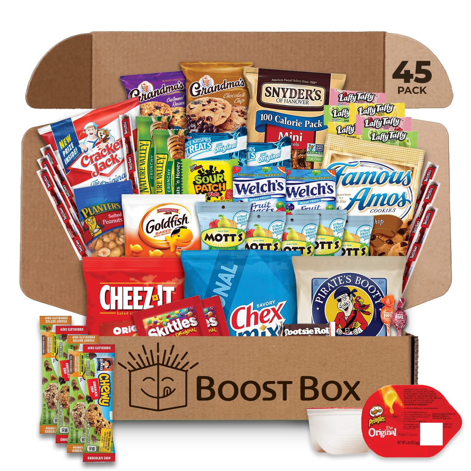 BOOST BOX (45) – Premium Snack Boxes. Care Packages & Gifts Baskets for Kids Variety Pack Mix
