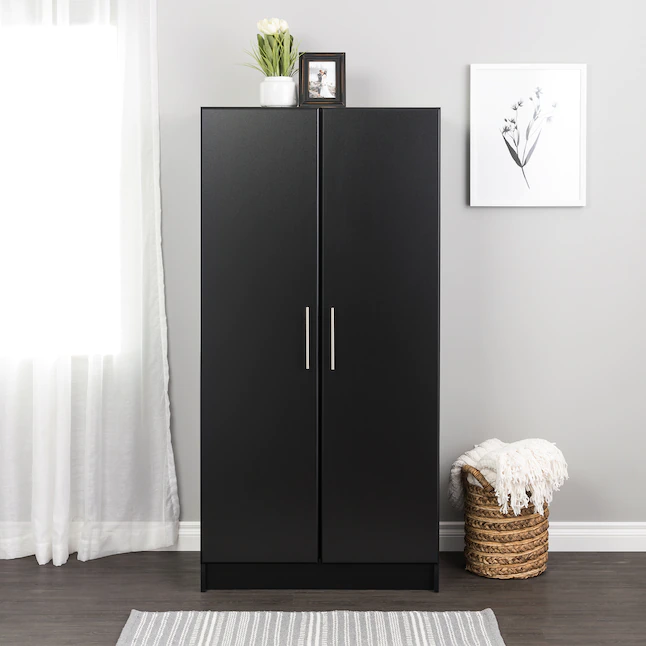 Prepac Elite Black Wardrobe Cabinet with Storage 32 in W. x 65 in H. x 21 in D.