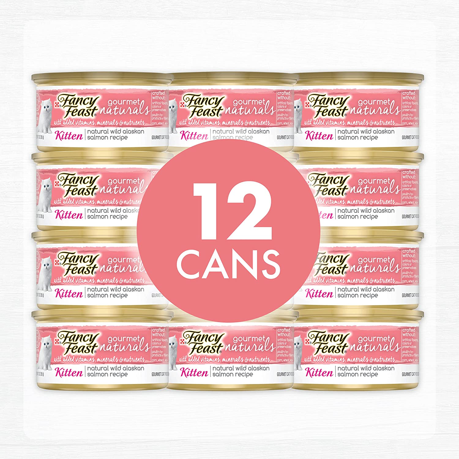Purina Fancy Feast Grain Free. Natural Pate Wet Kitten Food. Gourmet Naturals Natural Wild Alaskan Salmon Recipe - (12) 3 oz. Cans
