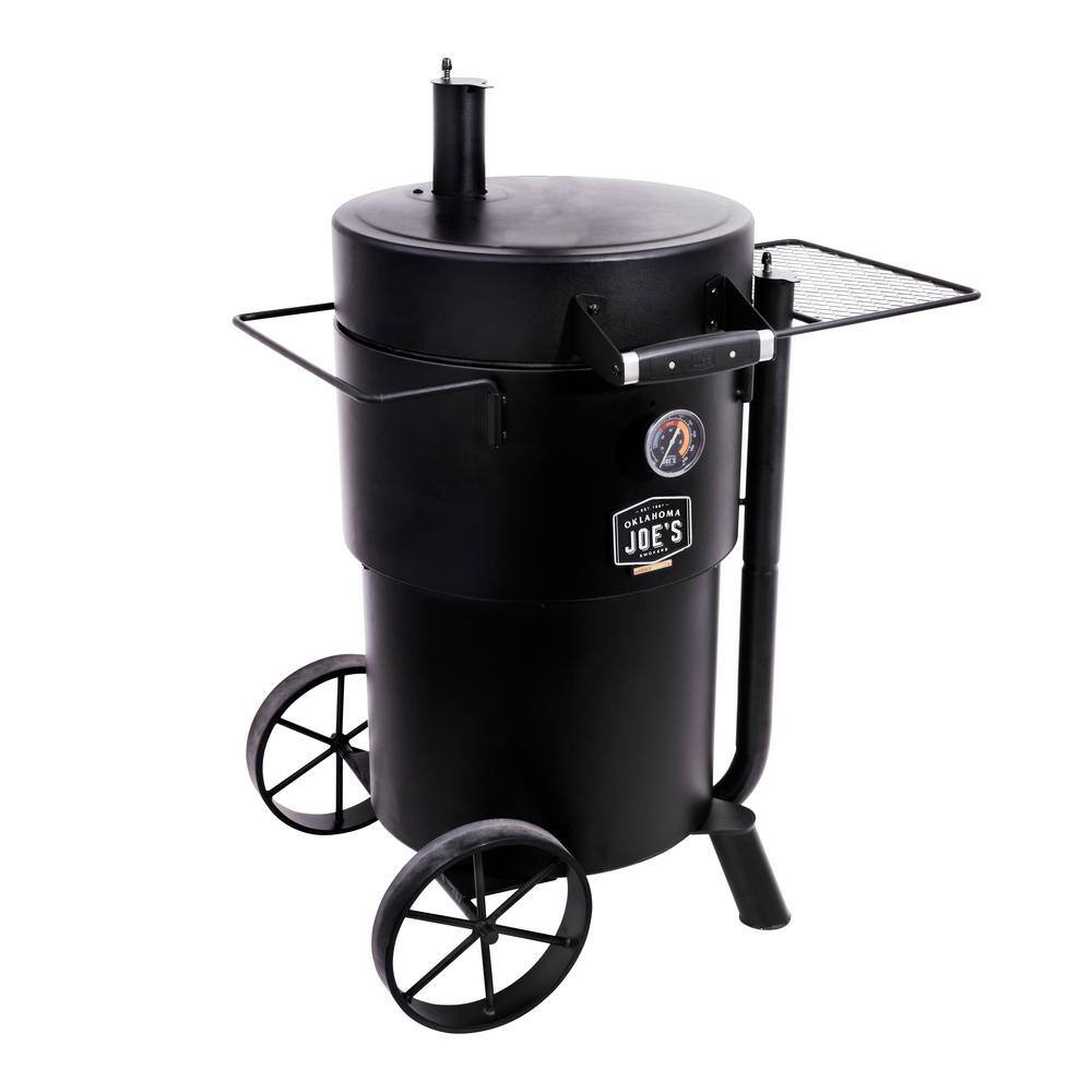 OKLAHOMA JOE-S 19202089 Bronco Charcoal Drum Smoker Grill in Black with 284 sq. in. Cooking Space