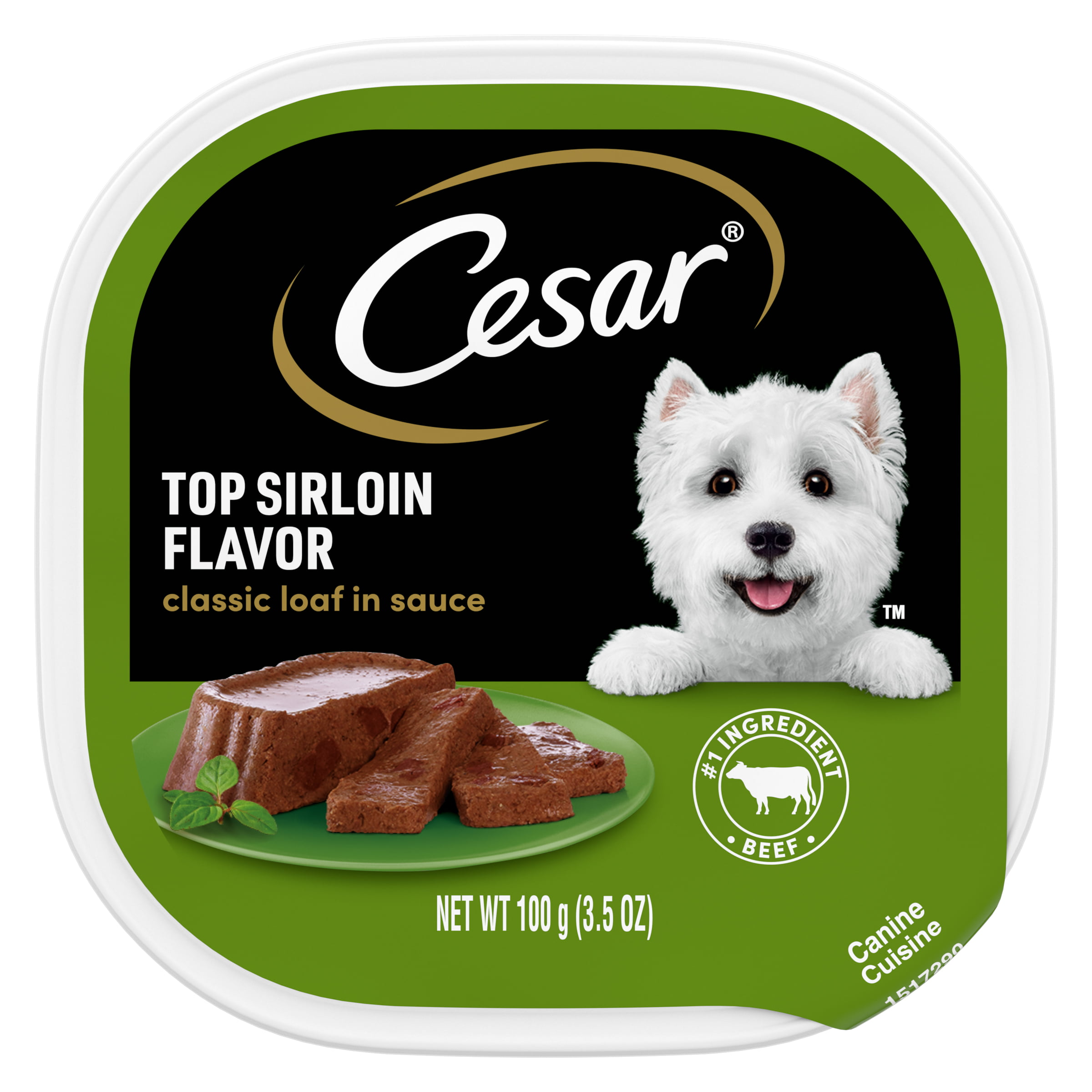 (6 pack) CESAR Classic Loaf in Sauce Top Sirloin Flavor Soft Wet Dog Food for Adult Dog. 3.5 oz. Tray