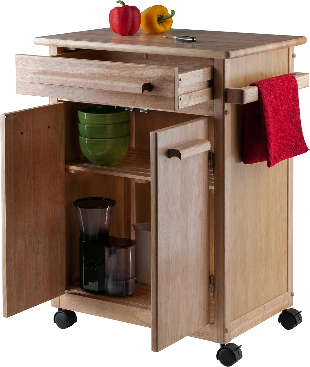 Winsome Wood Single Drawer Kitchen Cabinet Storage Cart. Natural