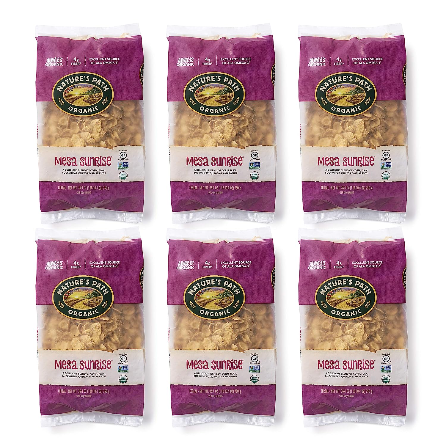 Nature-s Path Organic Gluten Free Mesa Sunrise Cereal. 1 Lb 10.4 Oz Earth Friendly Package (Pack of 6). Non-GMO. Low Fat