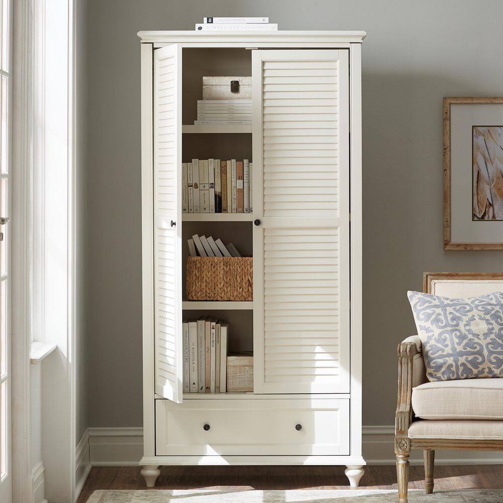 Home Decorators Collection  Hamilton 72 in. Off-White Standard 4-shelf Bookcase with 2-Doors
