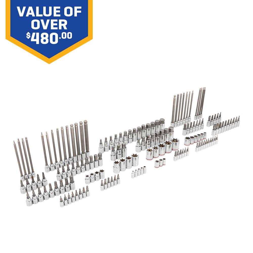 Kobalt 153-Piece 1/2-in; 3/8-in; 1/4-in Drive Set Hex;Torx;Tr Torx; Phillips;Slotted;Square Bit Standard (Sae) and Metric Driver Socket Set