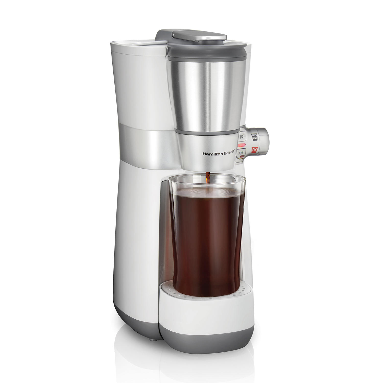 Hamilton Beach Convenient Craft Rapid Cold Brew & Hot Coffee Maker. Single Serve Ground Coffee Brewer. 16 oz. capacity. White. 42500