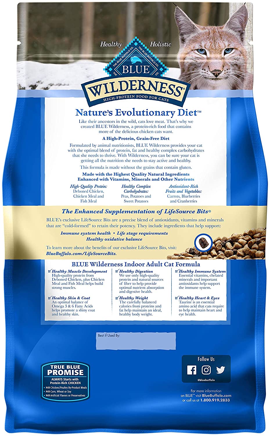Blue Buffalo Wilderness High Protein. Natural Adult Indoor Dry Cat Food. Chicken 5-lb