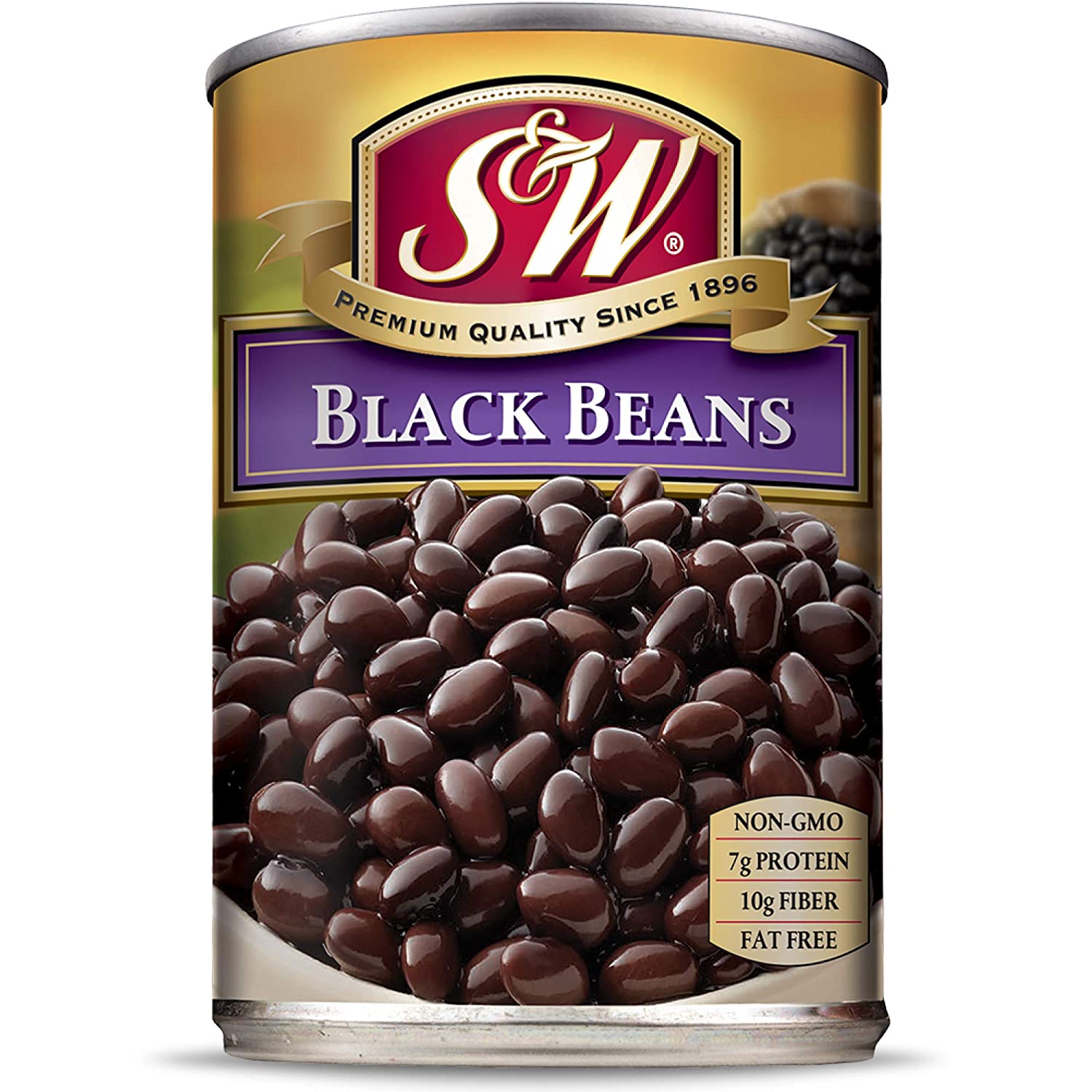 S & W • Canned Black Beans (12 Pack). Vegan. Non-GMO. Natural Gluten-Free Bean. Sourced and Packaged in the USA. 15 Ounce Can