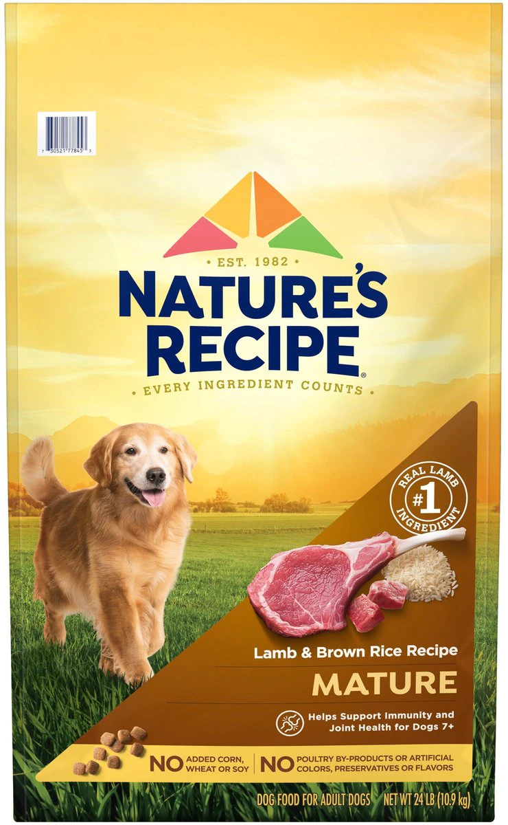 Nature-s Recipe Mature Lamb & Brown Rice Recipe Dry Dog Food. 24-lb bag