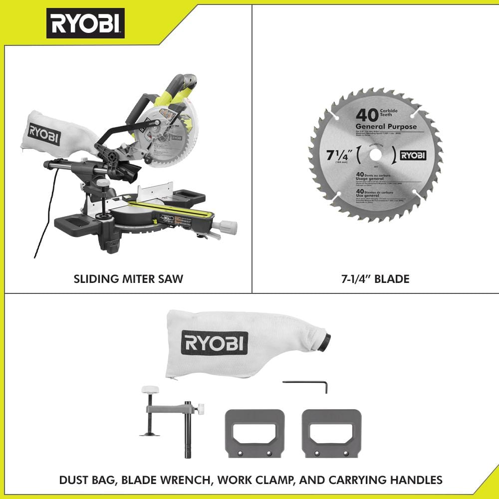RYOBI TSS702 10 Amp Corded 7-1/4 in. Compound Sliding Miter Saw