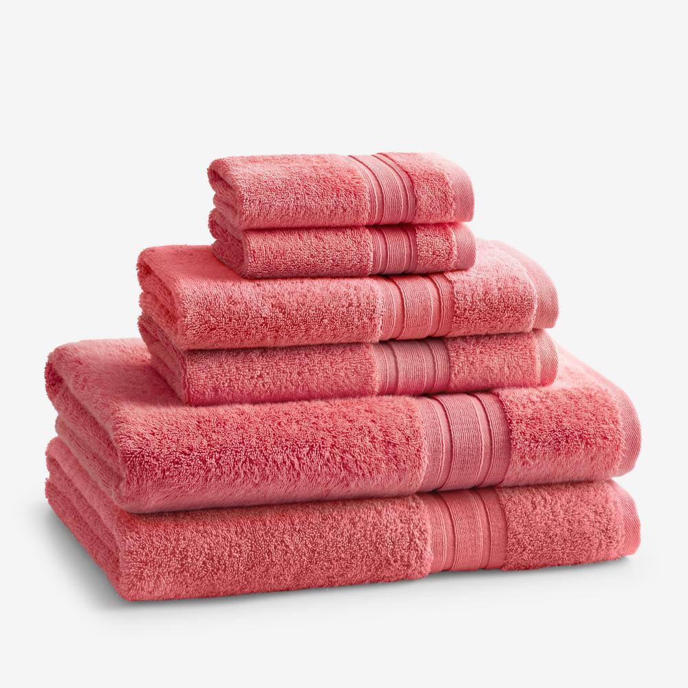 The Company Store  Company Cotton 6-Piece Coral Turkish Cotton Bath Towel Set - Coral