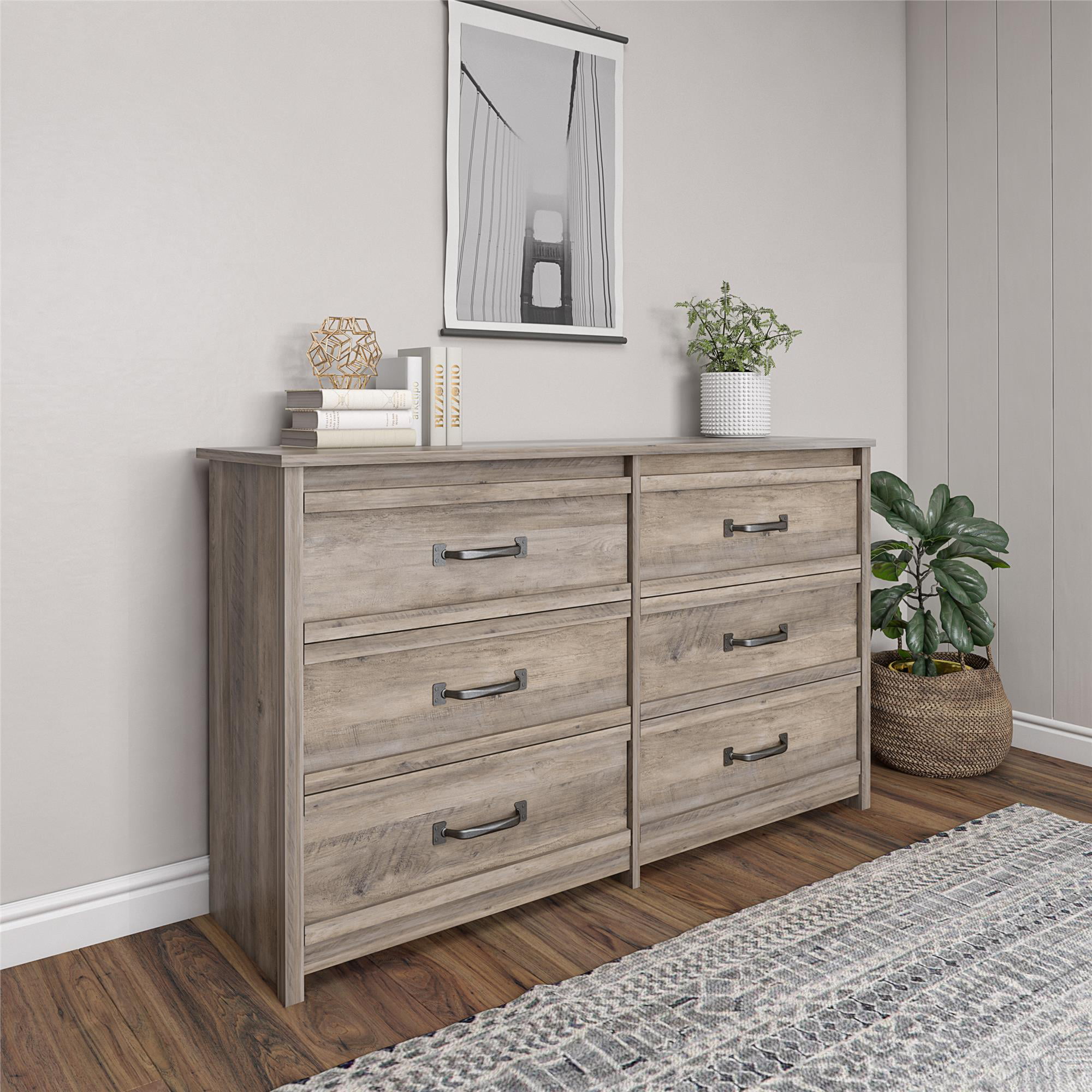 Better Homes & Gardens Rustic Ranch 6 Drawer Dresser. Gray Oak