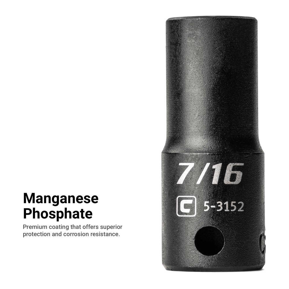 Capri Tools CP53000-36SSXDR 3/8 in. Drive SAE Shallow. Semi-Deep and Deep Impact Socket Set with Billet Aluminum Socket Rail (36-Piece)
