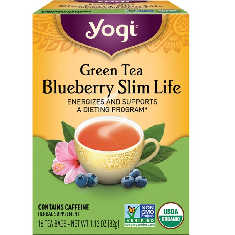 Yogi Tea Green Tea Blueberry Slim Life. 6 Pack. Contains Caffeine. 96 Tea Bags