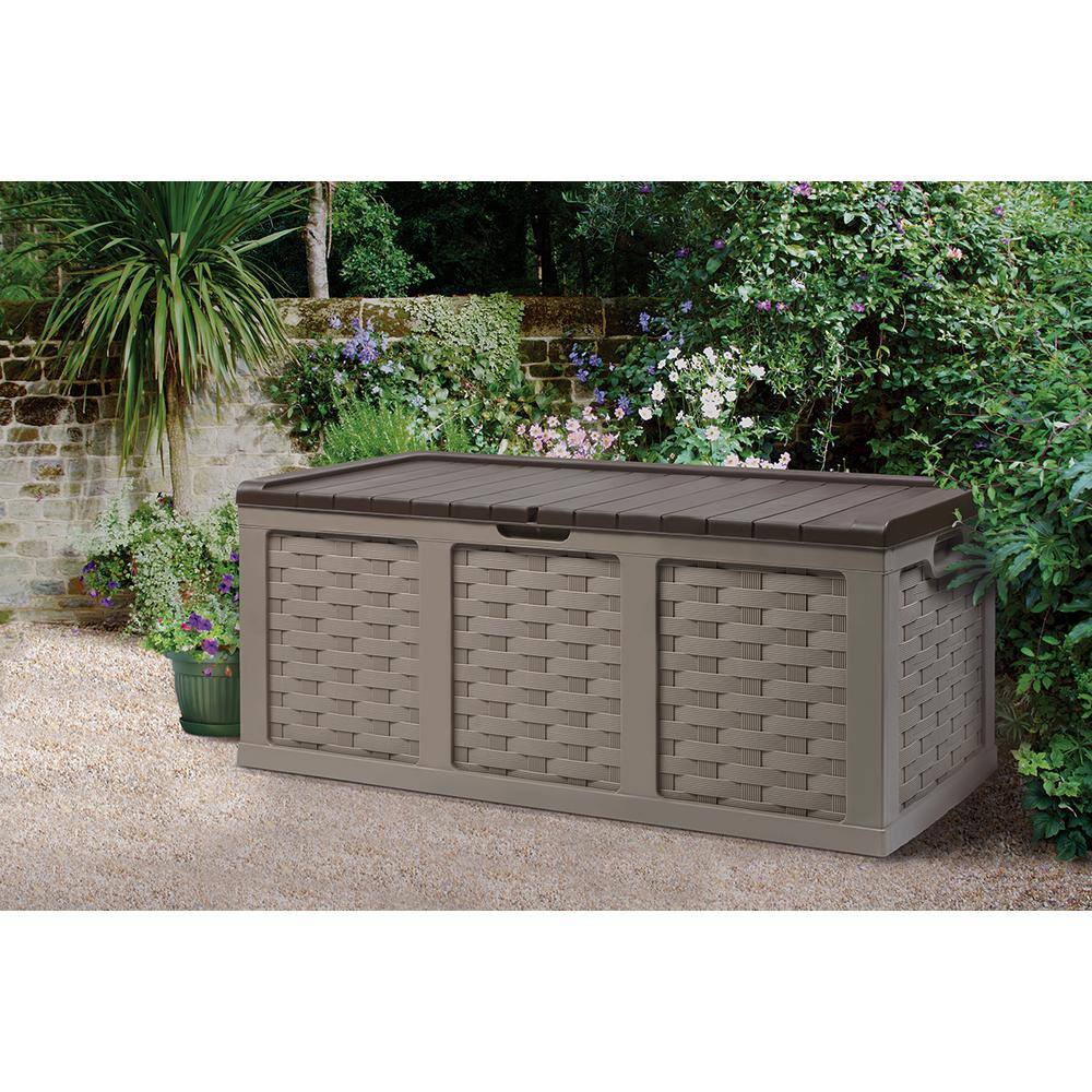 Starplast 67811 153 Gallon Plastic Deck Box. Mocha/Brown