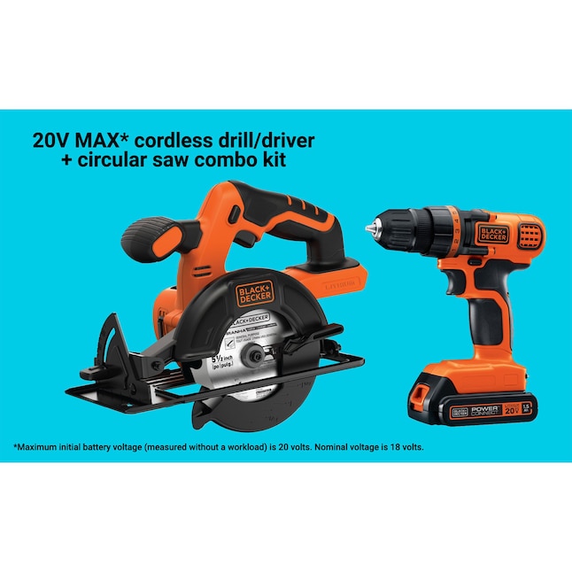 BLACK+DECKER BD2KITCDDCS 2-Tool 20-volt Max Power Tool Combo Kit Case (1 Li-ion Battery Included and Charger Included)