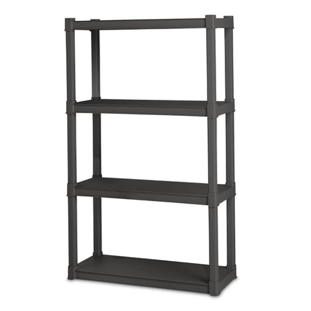 Sterilite Plastic Indoor Outdoor 4 Shelf Durable Shelving Unit. Gray 2 Pack