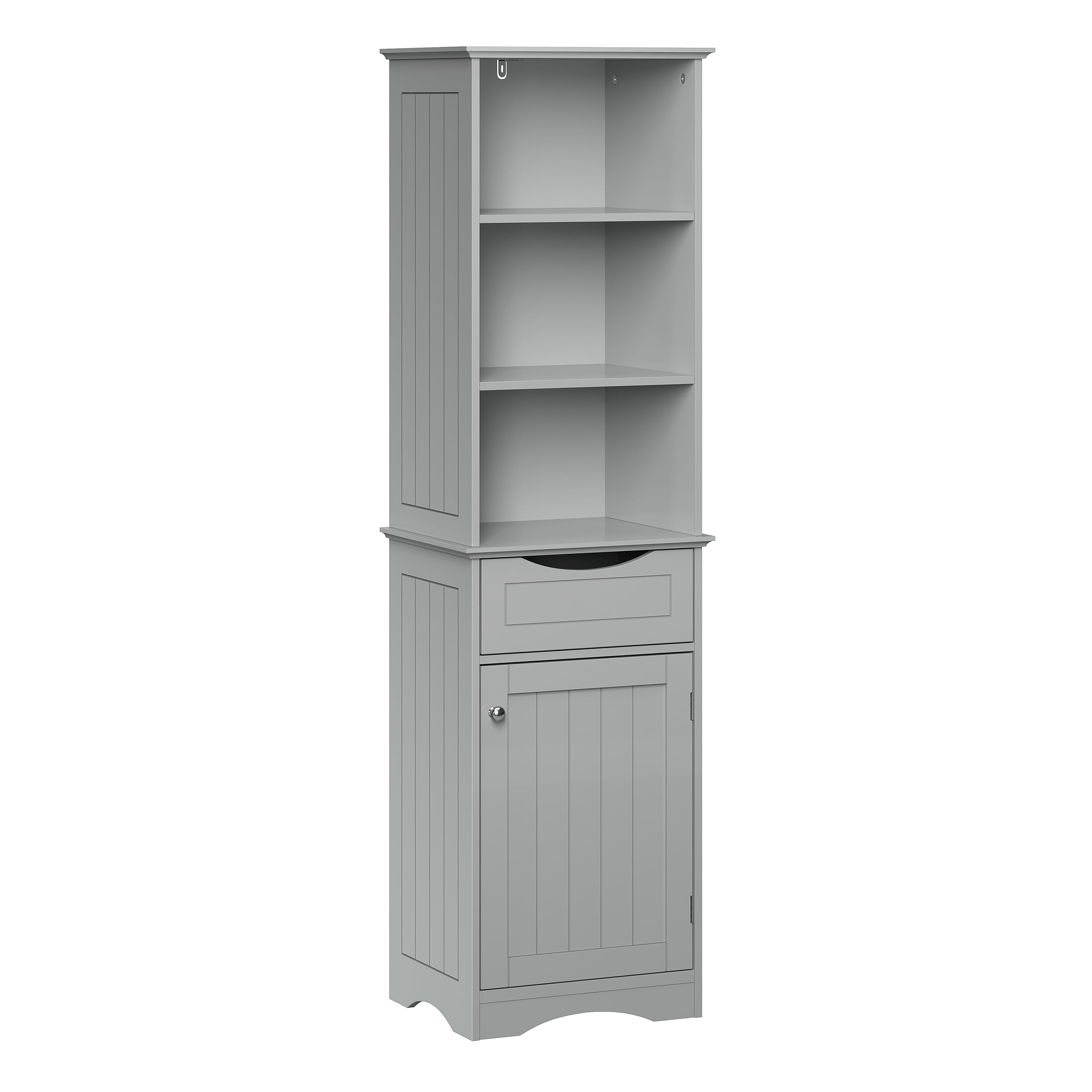 RiverRidge Home Ashland Tall Linen Storage Cabinet with Drawer. Gray