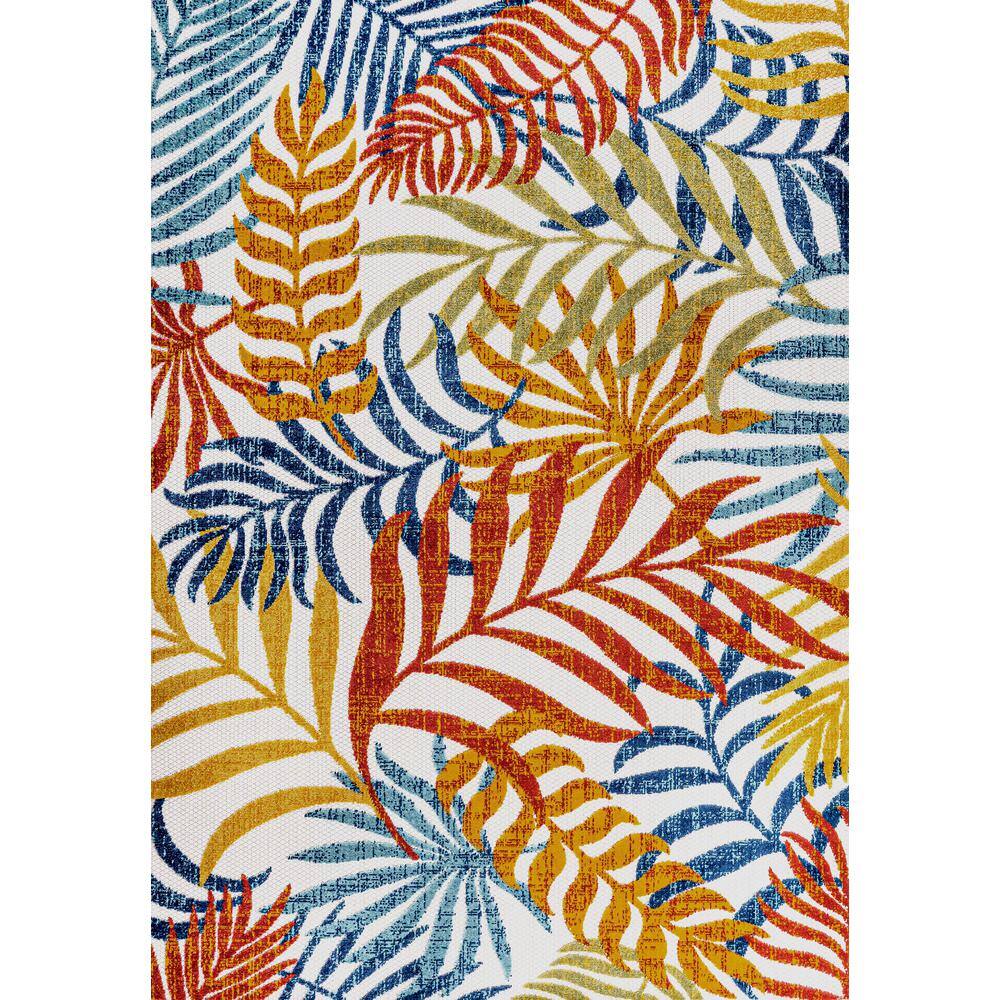 JONATHAN Y  Tropics Palm Leaves Cream/Orange 9 ft. x 12 ft. Indoor/Outdoor Area Rug