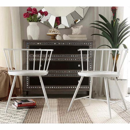 Weston Home Chelsea Dining Chair. Set of 2. White. 28″ H x 21.5″ W x 20″ L
