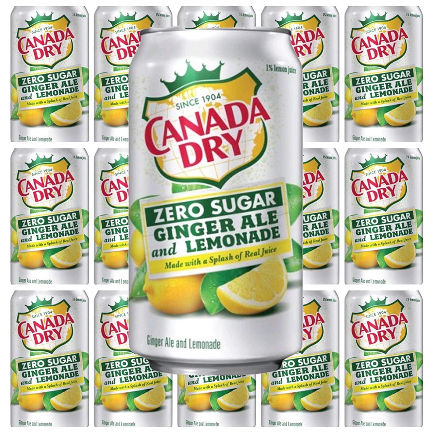 Canada Dry Zero Sugar Ginger Ale and Lemonade Soda. 12 fl oz. 15 cans. total 180 fl oz