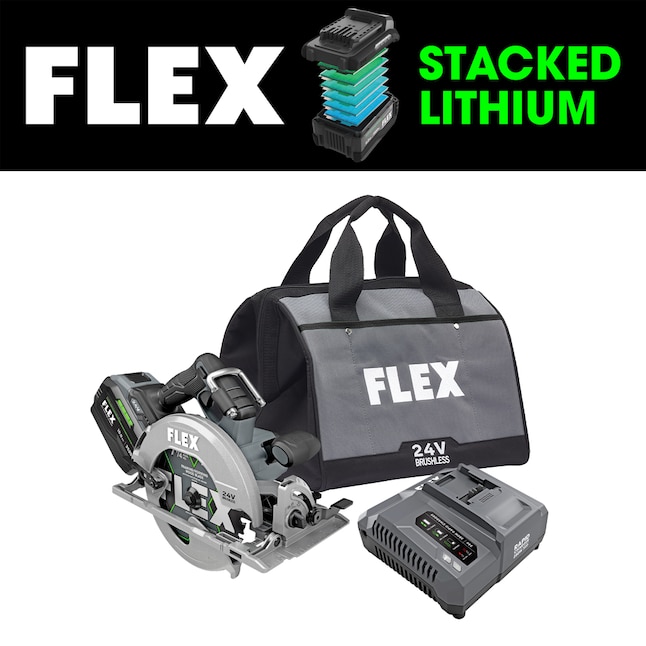 FLEX FX2141-1J STACKED LITHIUM 24-Volt 7-1/4-in Brushless Cordless Circular Saw Kit (1-Battery and Charger Included)