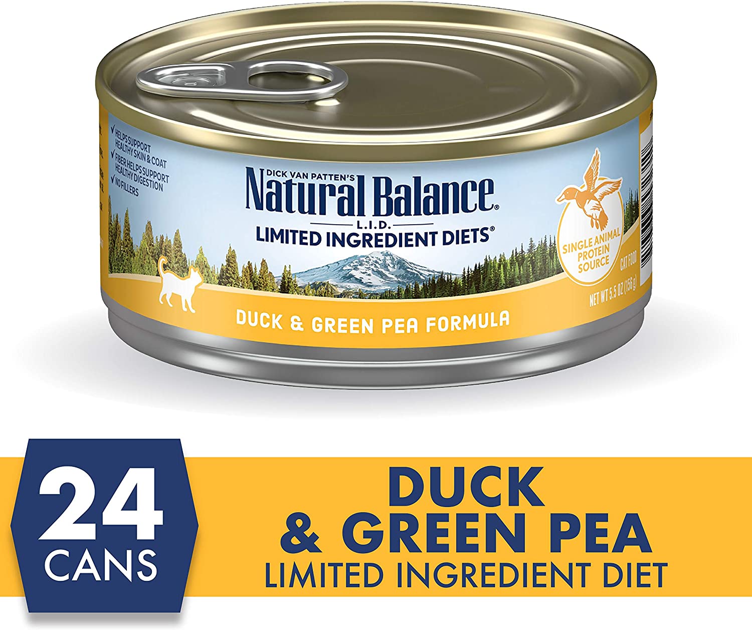 Natural Balance L.I.D. Limited Ingredient Diets Duck & Green Pea Formula Grain-Free Canned Cat Food 5.5-oz case of 24