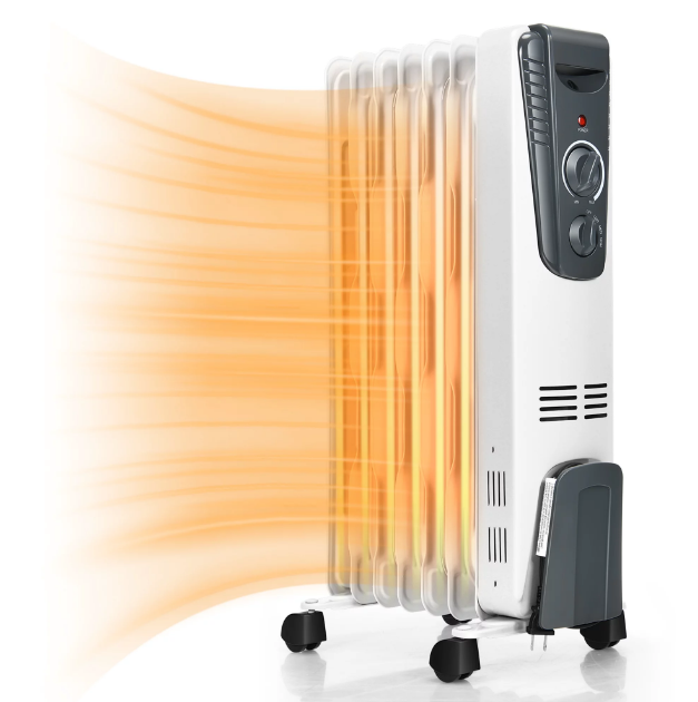 Gymax 1500W Oil Filled Radiator Heater Portable Space Heater w/ 3 Heat Settings