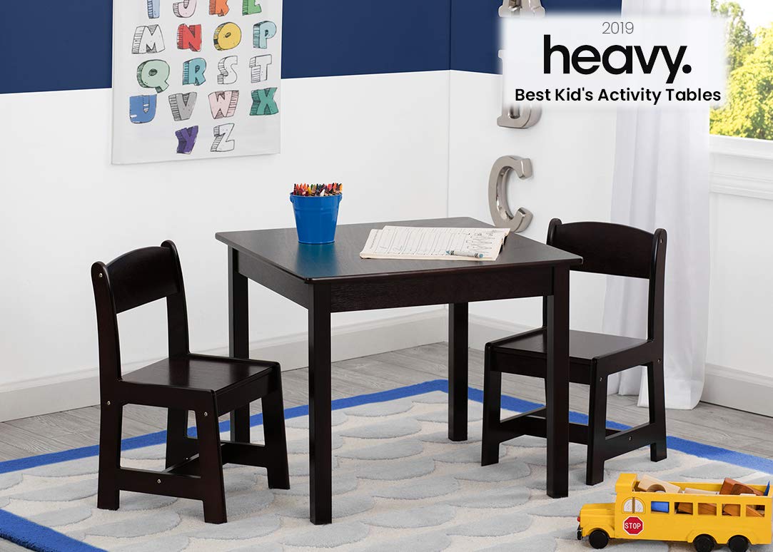 Delta Children MySize Kids Wood Table and Chair Set (2 Chairs Included) - Ideal for Arts & Crafts. Snack Time. Homework & More - Greenguard Gold Certified. Dark Chocolate. 3 Piece Set
