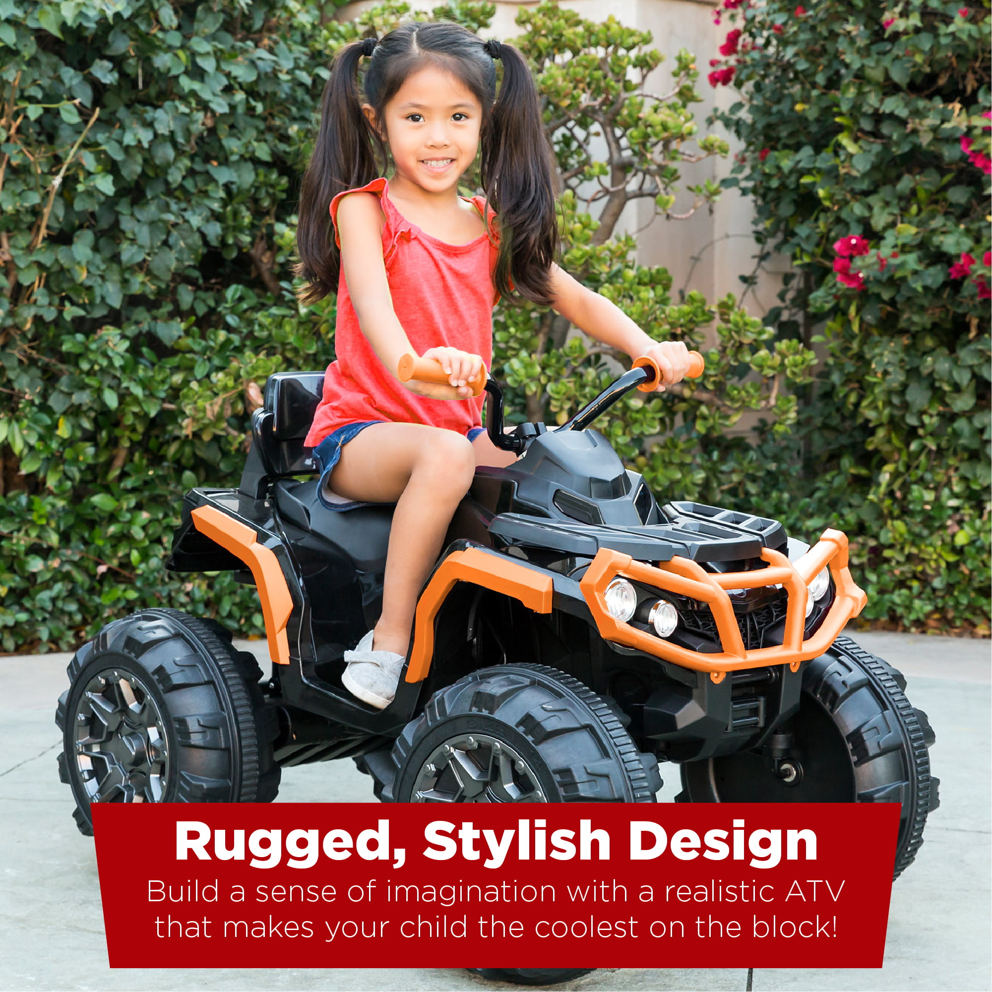Best Choice Products 12V Kids Ride-On ATV Quad w/ Bluetooth. 3.7mph Max. Treaded Tires. LED Lights. Radio - Orange