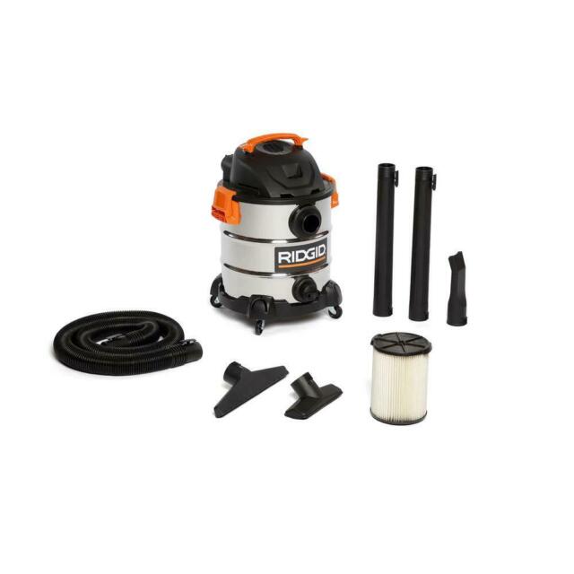 RIDGID WD1060 10 Gal. 6.0-Peak HP Stainless Steel Wet/Dry Shop Vacuum with Filter. Hose and Accessories