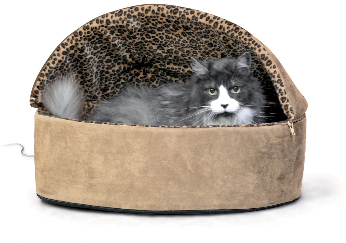 K&H Pet Products Thermo-Kitty Deluxe Hooded Cat Bed. Tan