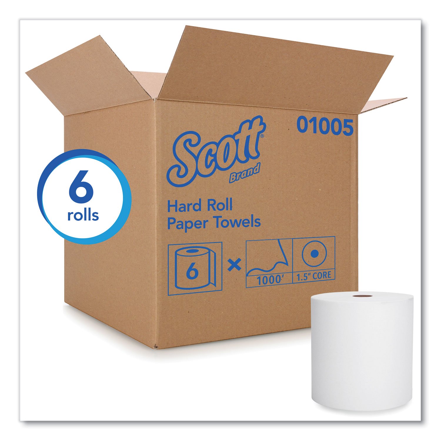 Scott Essential High Capacity Hard Roll Towels for Business. 1.5″ Core. 8 x 1000 ft. Recycled. White. 6/Carton