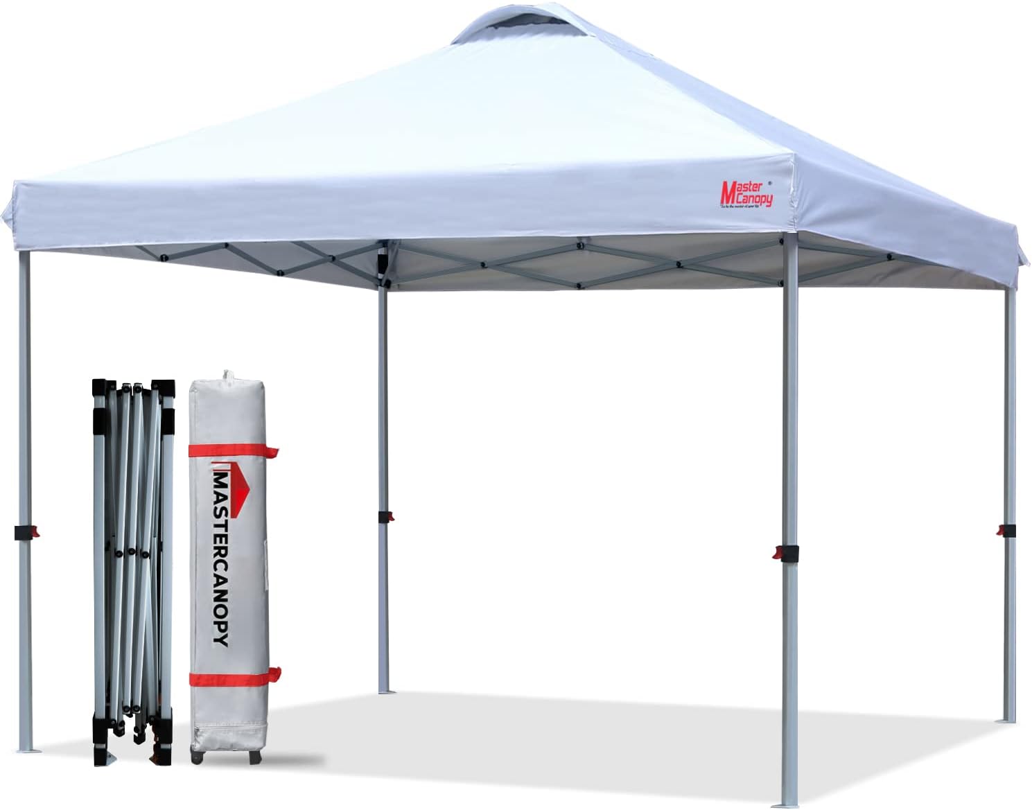 MASTERCANOPY Durable Ez Pop-up Canopy Tent with Roller Bag (10×10. White)