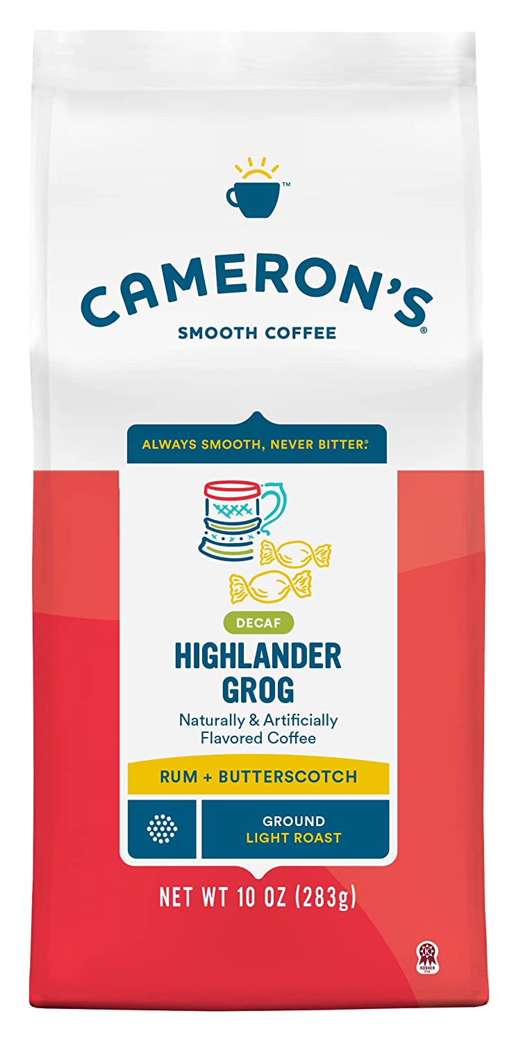Cameron-s Coffee Roasted Ground Coffee Bag. Flavored. Decaf Highlander Grog. 10 Ounce
