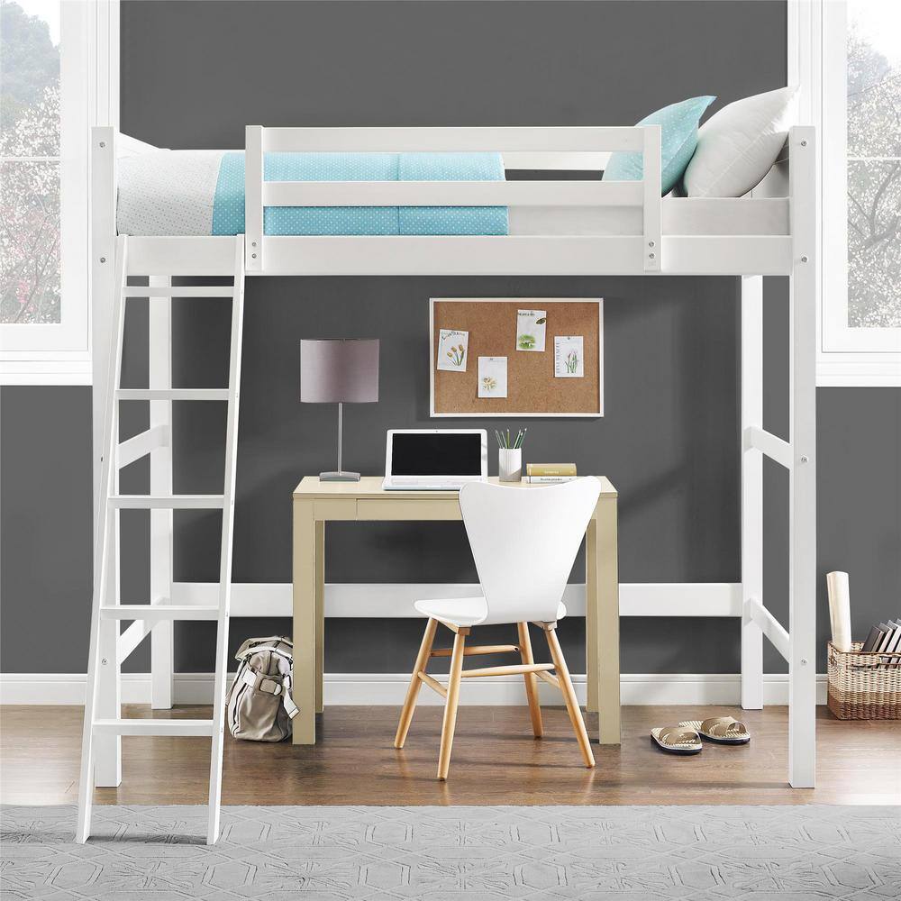Dorel Living  Lynn White Wood Twin Loft Bed