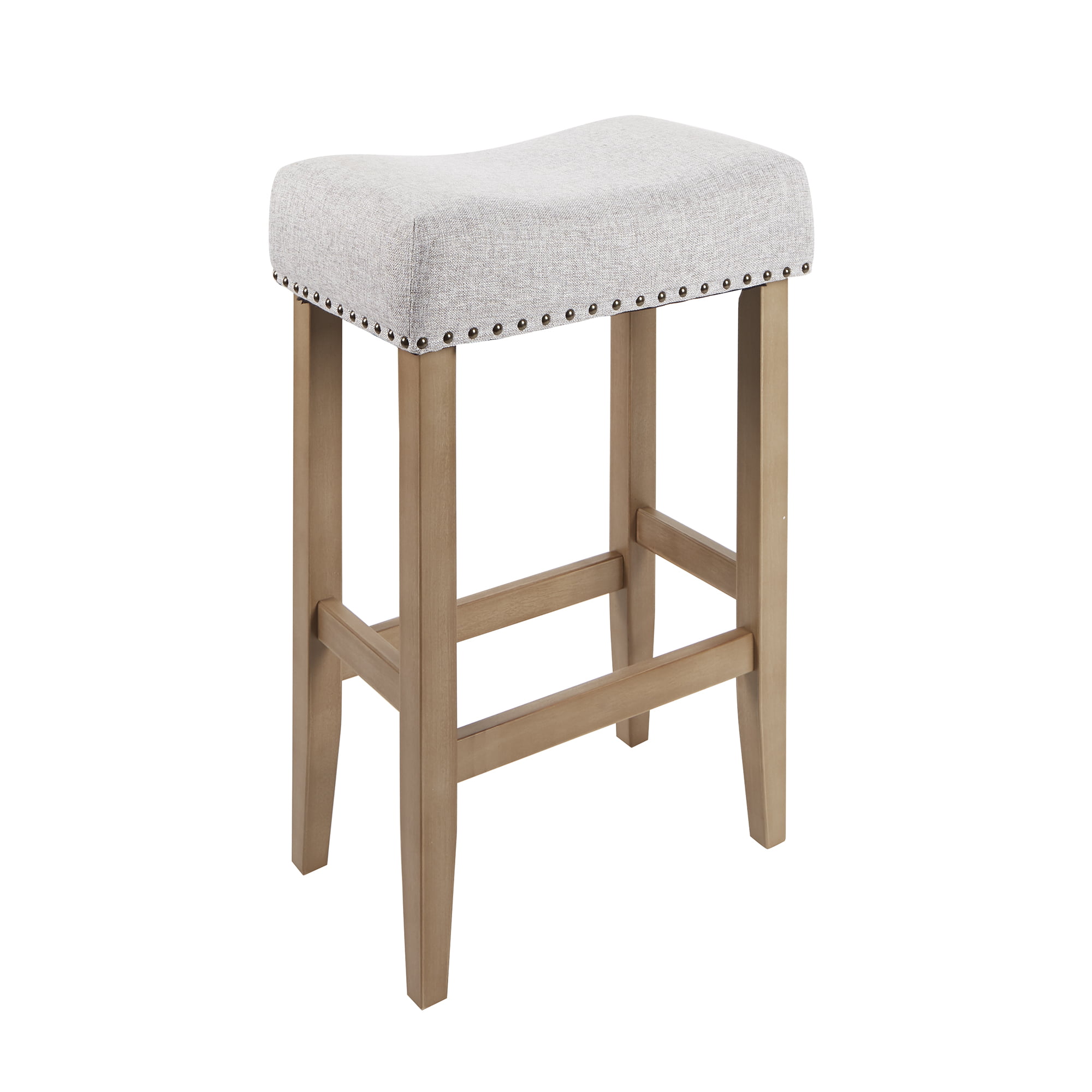 Better Homes & Gardens Light Grey Linen like Upholstered Backless 29 inch Barstool