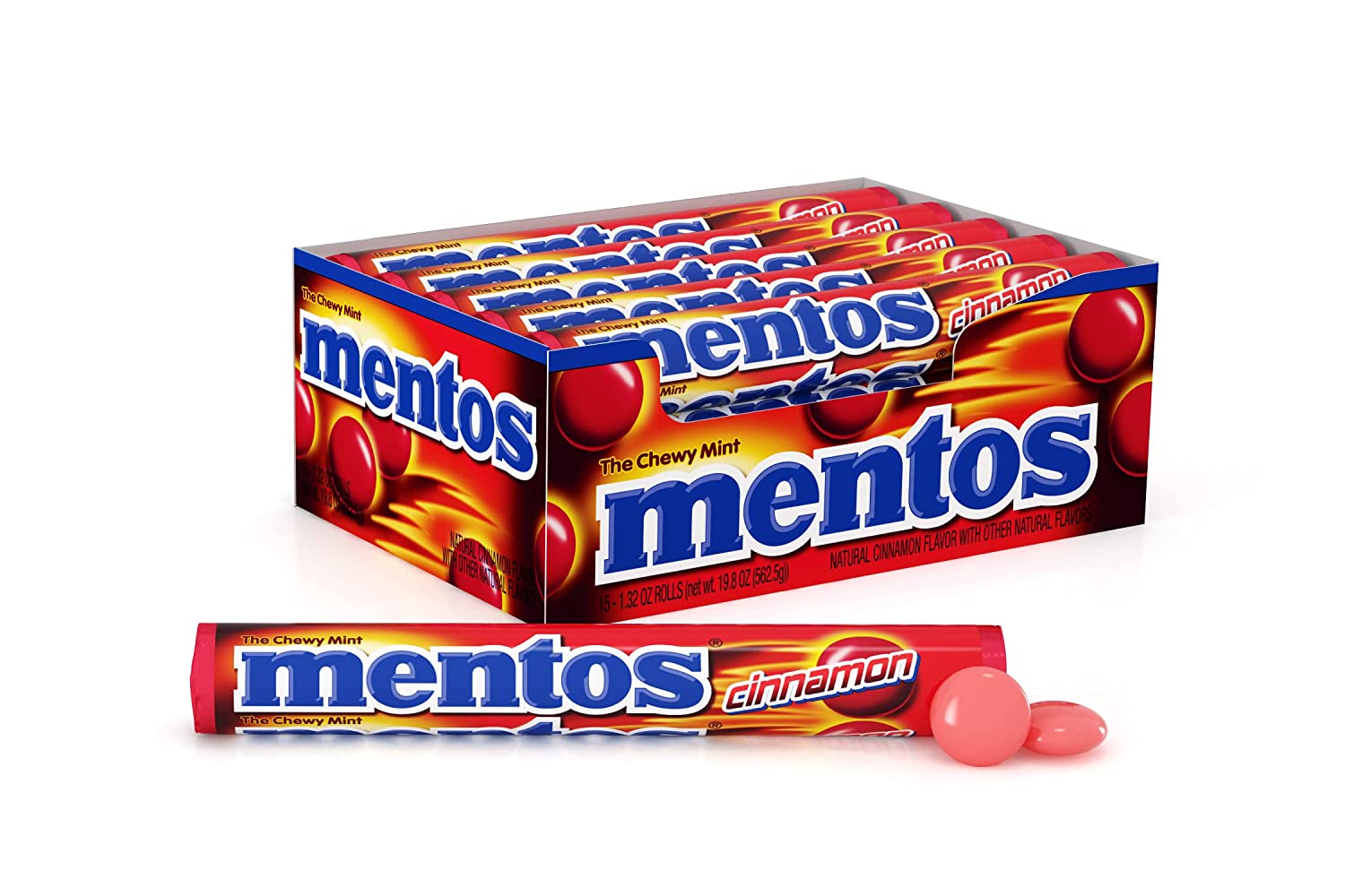 Mentos Candy. Mint Chewy Roll. Cinnamon. Non Melting. Party. 14 Pieces ( Pack of 15)