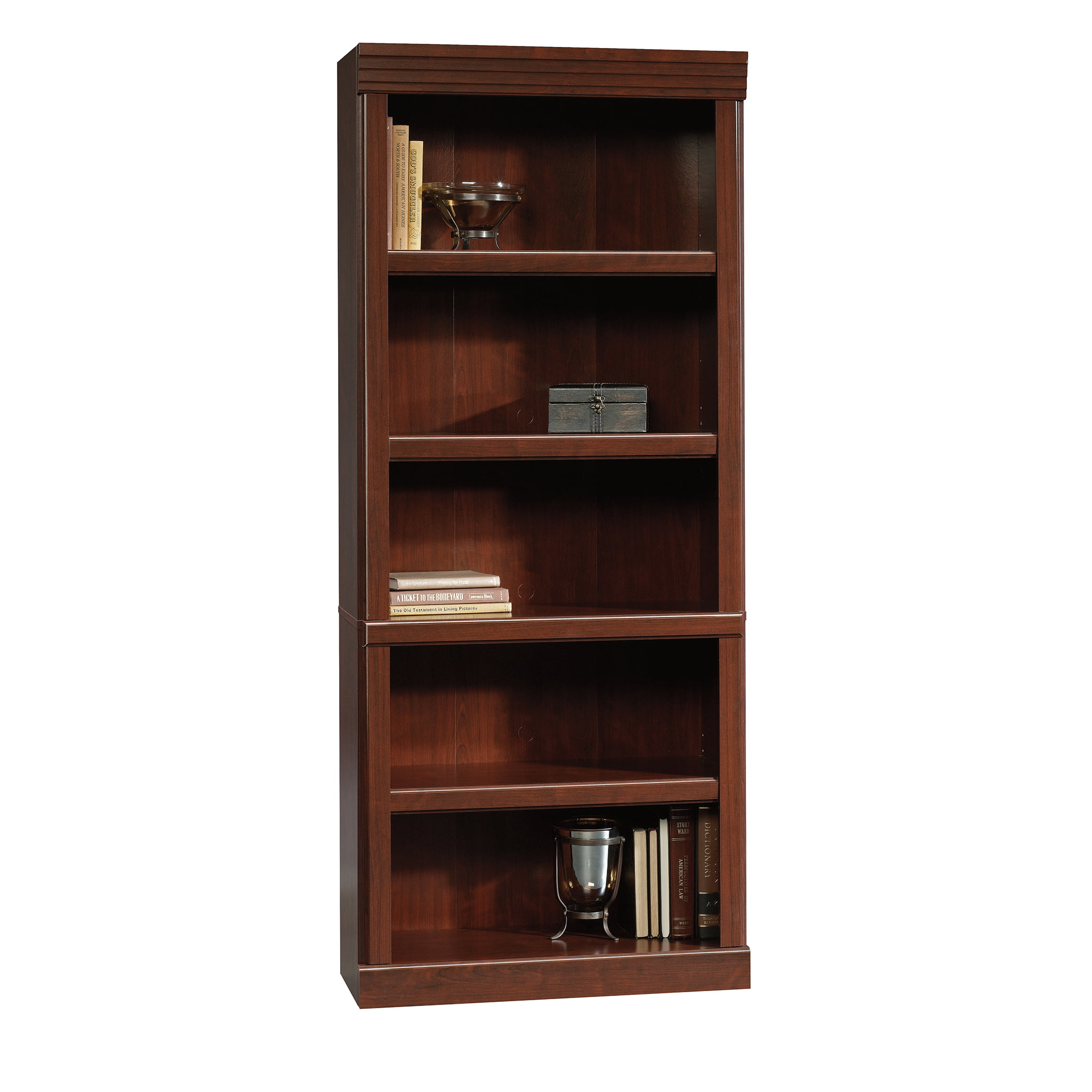 Sauder Heritage Hill 5 Shelf Library Bookcase. Classic Cherry Finish